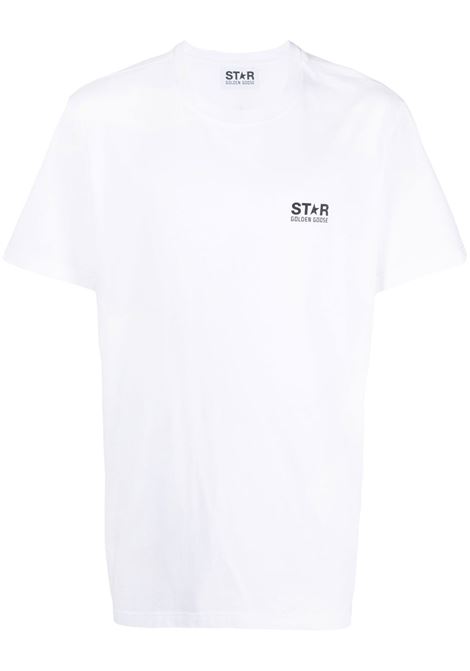 T-shirt a maniche corte con stampa logo in bianco - GOLDEN GOOSE uomo